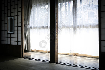 倒影乡村窗帘日本的房子窗户图片