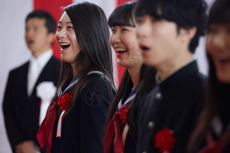 亚洲人校园生活高中毕业典礼入学仪式图像图片