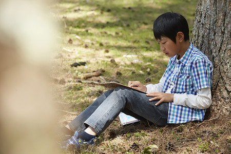 组织户外露营活动的小学生图片