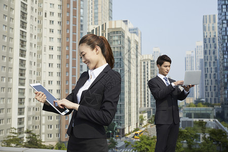 计算机适合高层建筑商人女商人songdoyeonsugu仁川背景图片