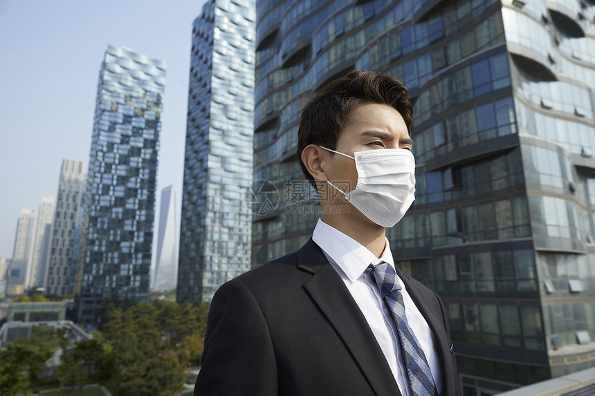 微尘防毒面具亚洲人商人松多延苏古仁川图片