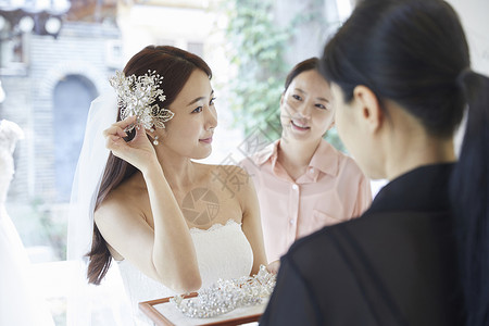 韩国婚礼年轻女性举行婚礼仪式背景