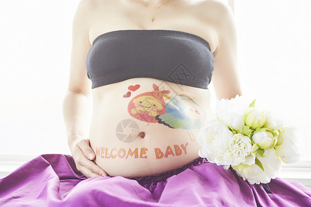 孕妇孕肚照背景图片