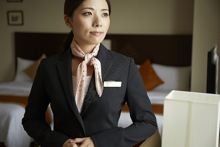 女企业家高兴户内在酒店工作的女图片
