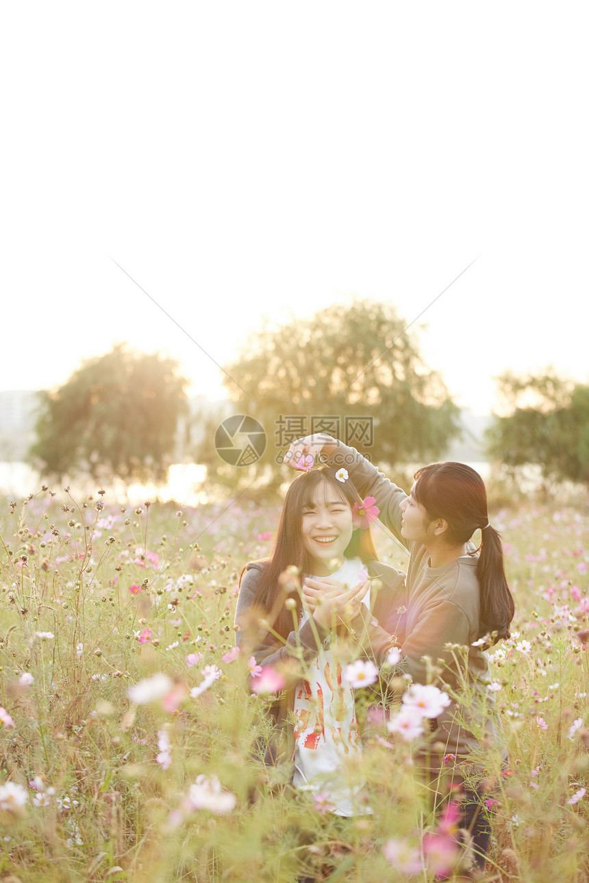 成年女子在花丛中图片