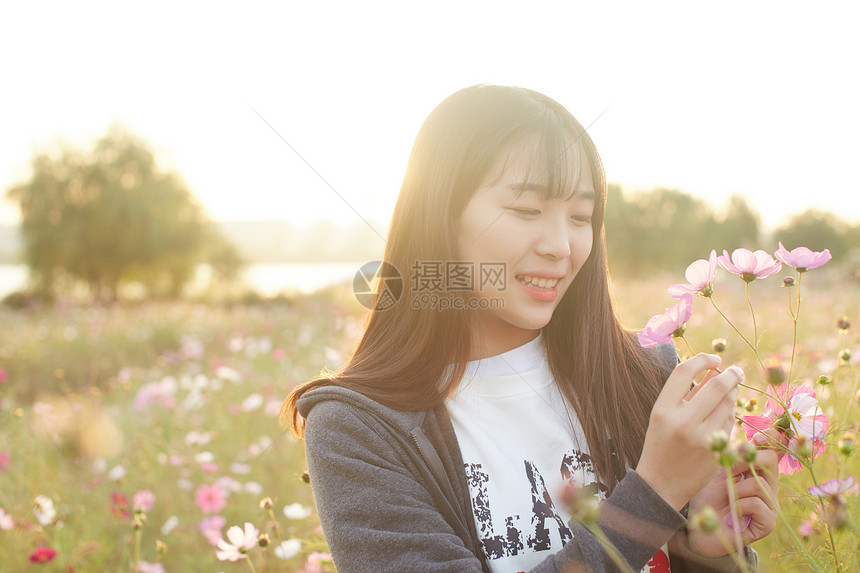 鲜花丛中的女孩图片