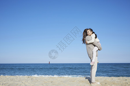 评价韩国人蓝色母亲女儿旅行海洋图片