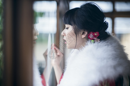 日式和服少女写真背景图片
