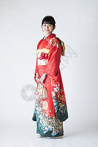 传统日式和服美女全身形象背景图片