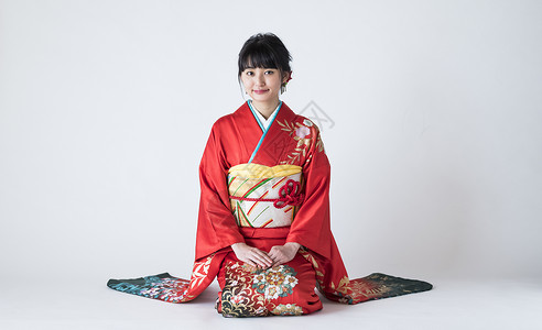传统日式和服美女形象背景图片