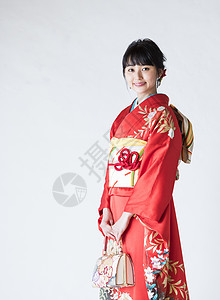 日本美容日式和服少女形象背景