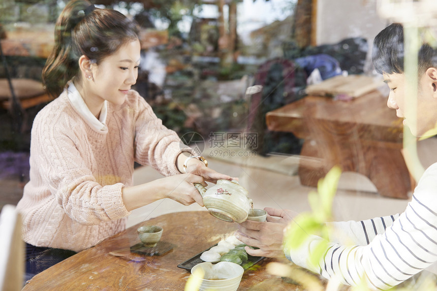 茶壶餐馆麻糬情人情侣约会茶室图片