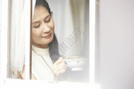 住宅的日本人喝优雅的下午茶时间图片