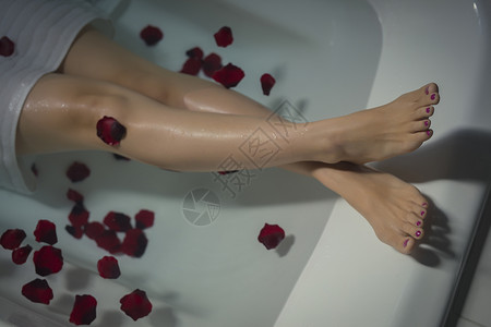 美丽典雅假日浴室玫瑰浴缸脚图片