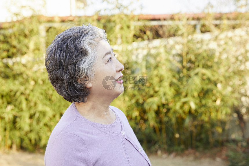 院子里的老年女人图片