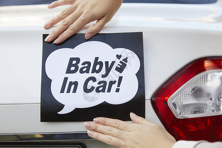 汽车尾部贴纸婴儿安全标语背景图片