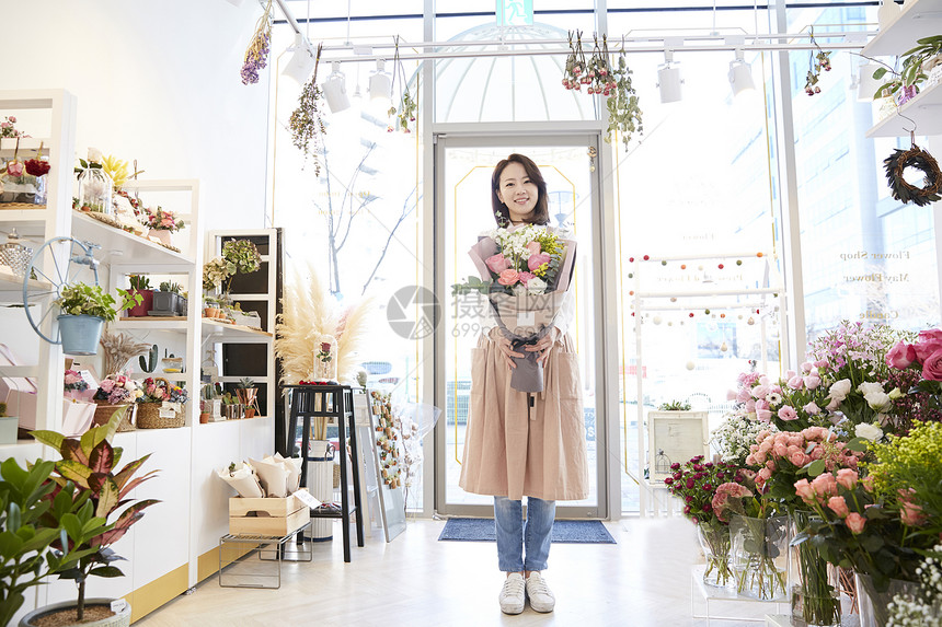 评价成立植物花店年轻女子韩国人图片