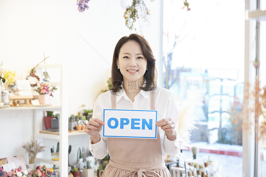 成立就职典礼亚洲人花店年轻女子韩国人图片