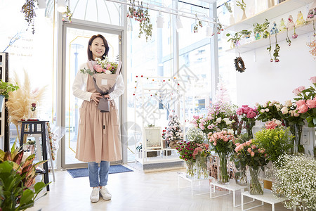 考试商店花束花店年轻女子韩国人图片