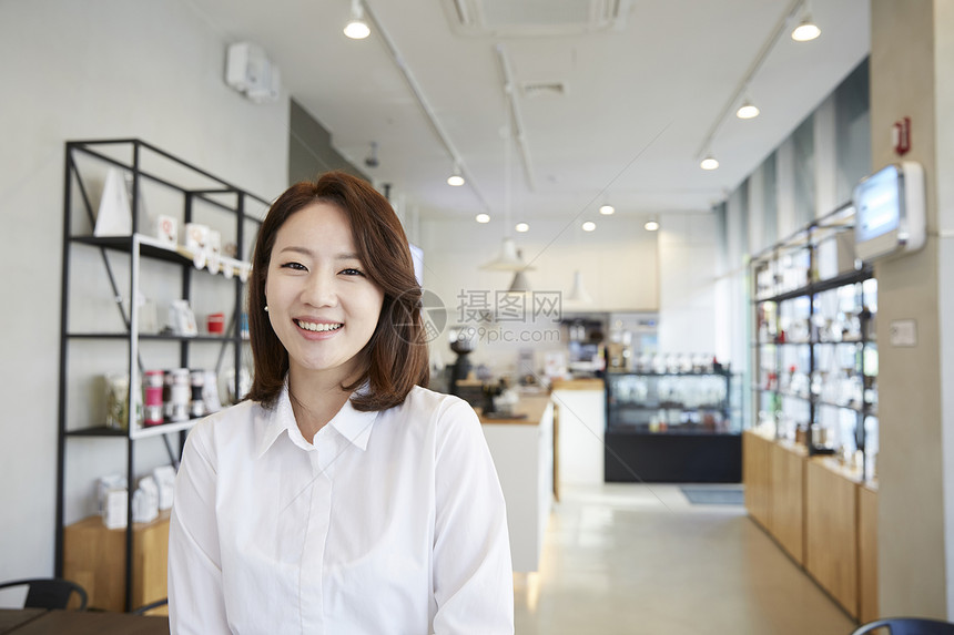 店员年轻女子非常小咖啡馆咖啡师韩语图片