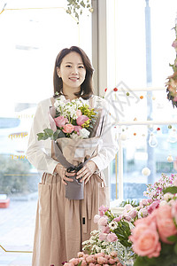 硬面在内亚洲人花店年轻女子韩国人图片