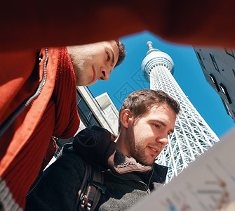 白人男性去东京旅游的外国游客背景