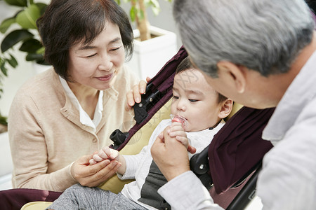 祖父祖母养育孙子图片