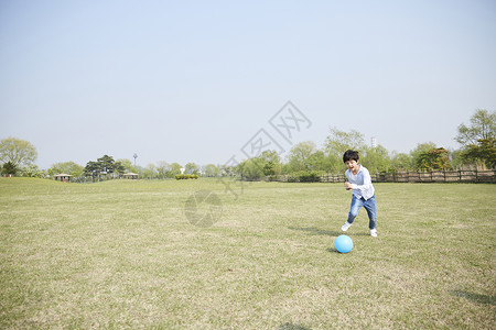 公园里玩球的小男孩图片