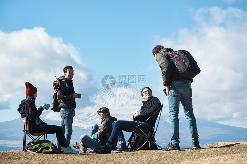通体文稿空间休息富士山观看外国人图片