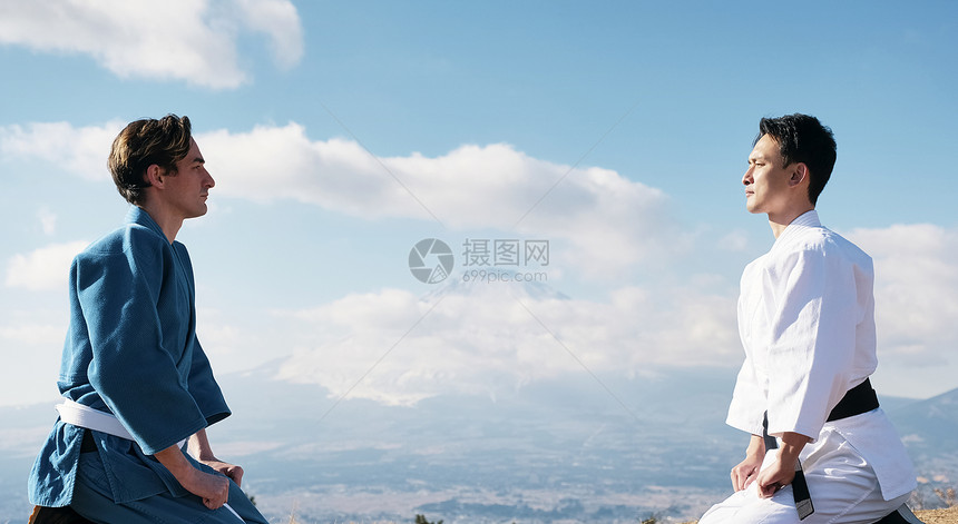人类日本白人武术形象富士山柔道外国人图片