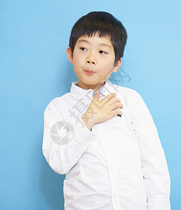 亚洲衬衫单人儿童的肖像蓝色背面图片