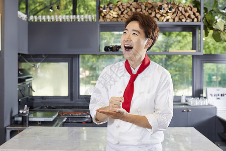 满足笑微笑厨师伙计韩国人图片