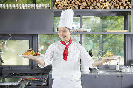 非常小橱柜常识厨师伙计韩国人背景图片