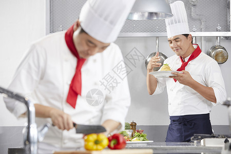 韩国厨师往下看在内制服厨师伙计韩国人背景
