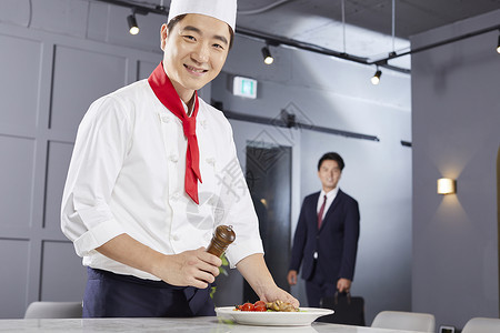 分钟顾客盯着看厨师商人韩国人图片