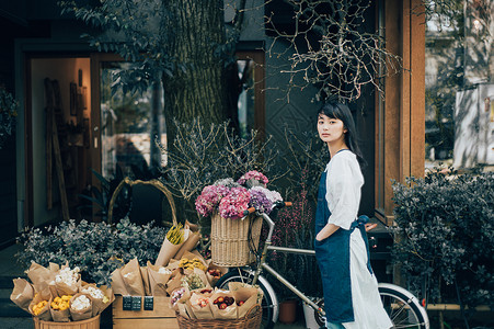 兼职工作漂亮花店女职工背景图片