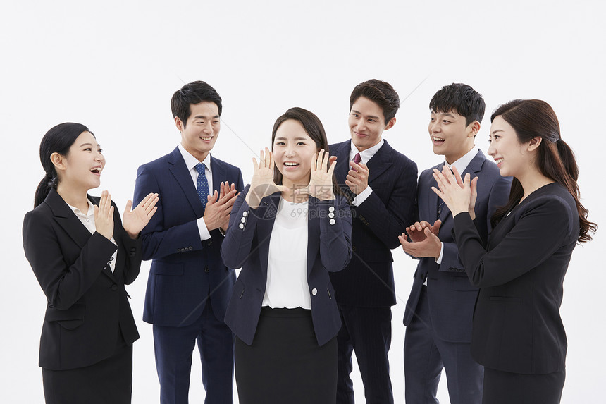同事欢呼年轻人商人女商人韩国人图片