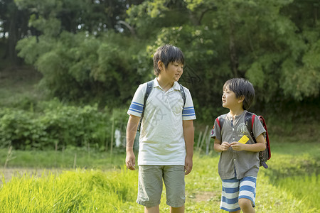 年轻小学生的学校之路图片