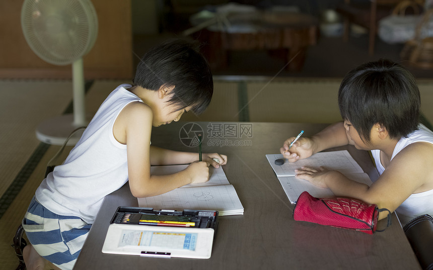 两个男孩暑假在农村玩耍图片