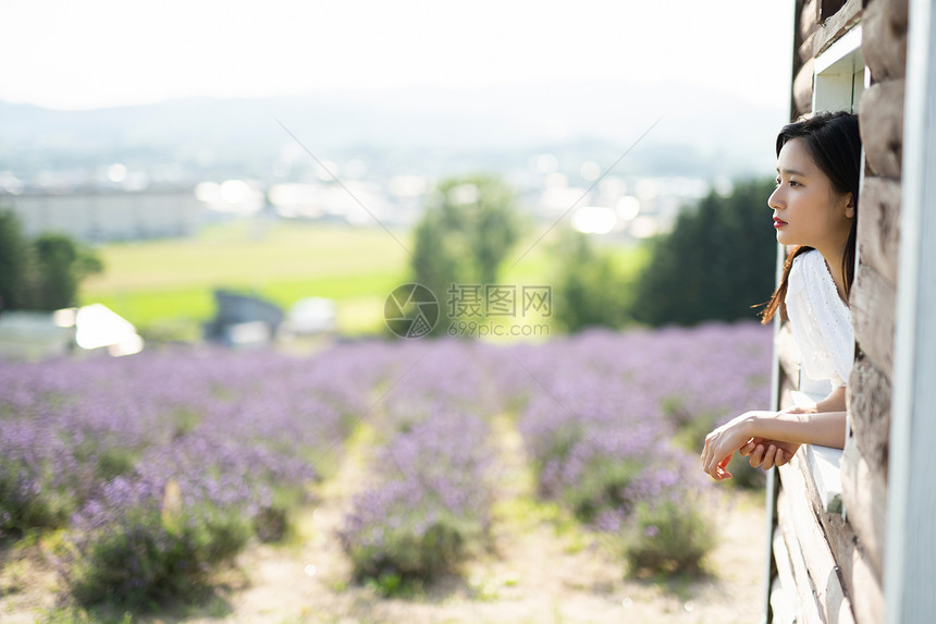 脸部二十多岁壮年花田和妇女画象图片