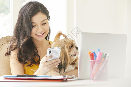 女孩商业韩国人女人宠物生活方式业务图片