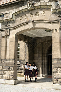 旅行者可爱外出女学生札幌学校旅行札幌市博物馆图片