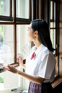 国内旅行校服笑脸女学生札幌学校之旅图片