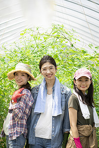 温室亚洲干净女农业肖像图片