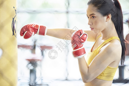 练习拳击的运动女青年图片