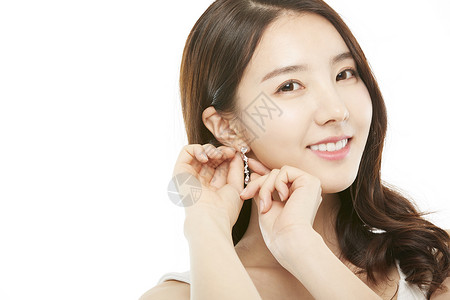 韩国珠宝素材简约干净的美容女性形象背景