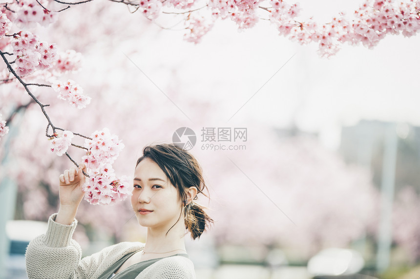 春天里的樱花和美女图片