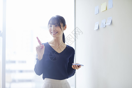 商务女高兴网络女商人便利贴图片