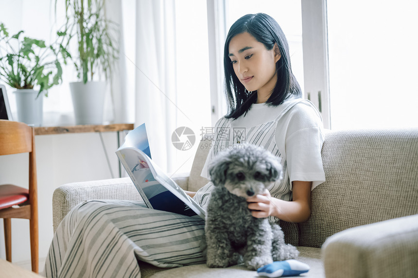 可爱女人和宠物狗图片