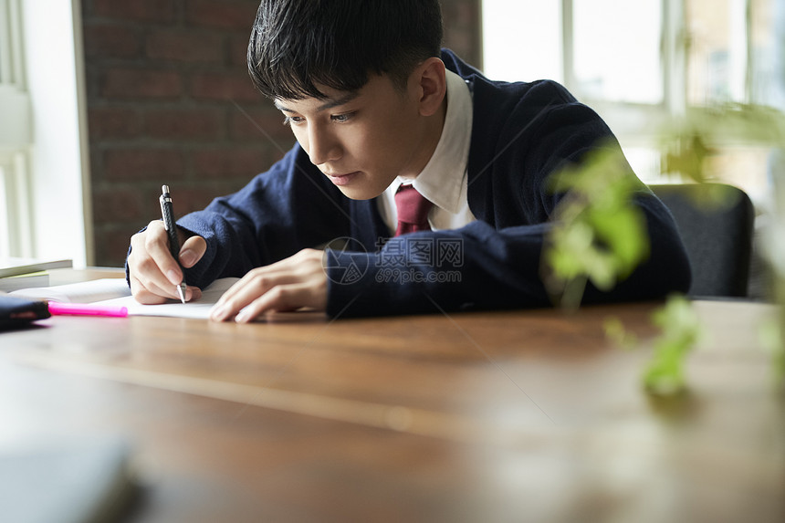 高兴图书馆室内男孩男学生学习图片